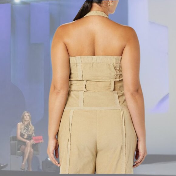 NWT - MAKING THE CUT - Deconstructed Corset Top - Stone/Khaki - S | M - Picture 2 of 4